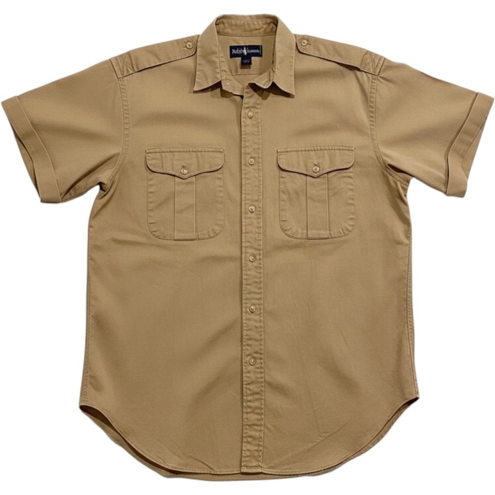 Ralph Lauren Vintage Khaki Cotton Short Sleeve Utility Button Down Size 10